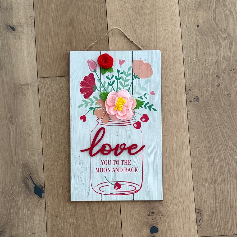 Floral Love Wall Decor with Red and Pink Accents